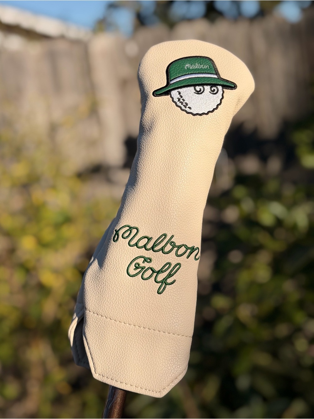 Malbon Cream Golf cover - Green Logo